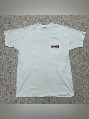 Vintage 90s Marlboro Pocket Shirt Mens XL White Single Stitch Outdoor Cigarette